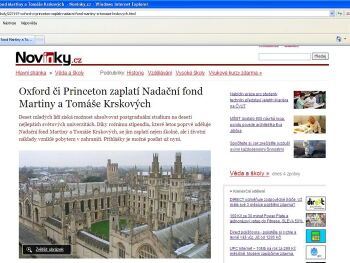 Oxford či Princeton zaplatí Krsek Foundation, nadační fond
